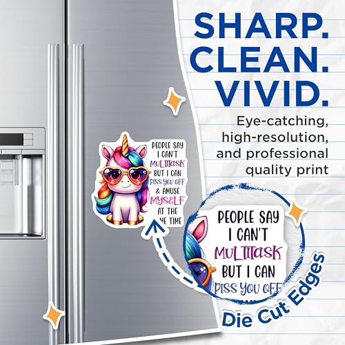 (2 Pack) Unicorn Multitask Magnets - Funny Unicorn Quote Magnets - Cute Unicorn Refrigerator Magnets - 5" On Longest Side - for Cars, Refrigerators, Toolboxes, Lockers - Made in USA BMCS3347