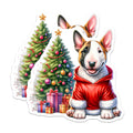 (2 Pack) Bull Terrier Christmas Dog Magnets - Holiday Pet Decor - Santa Puppy Refrigerator Accent - 5 Inches On Longest Side - Thick Durable Magnet - Made in USA - MAG28892