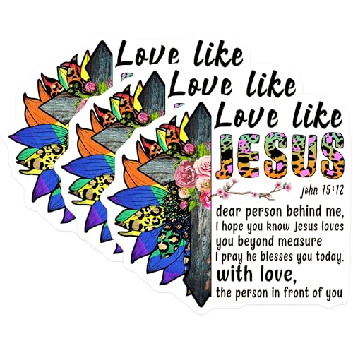 (3 Pack) Love Like Jesus Decals - Christian Stickers - Faith Based Decorations - 3 Inches On Longest Side - Easy Peel & Apply - Made in USA - 3MCS4411