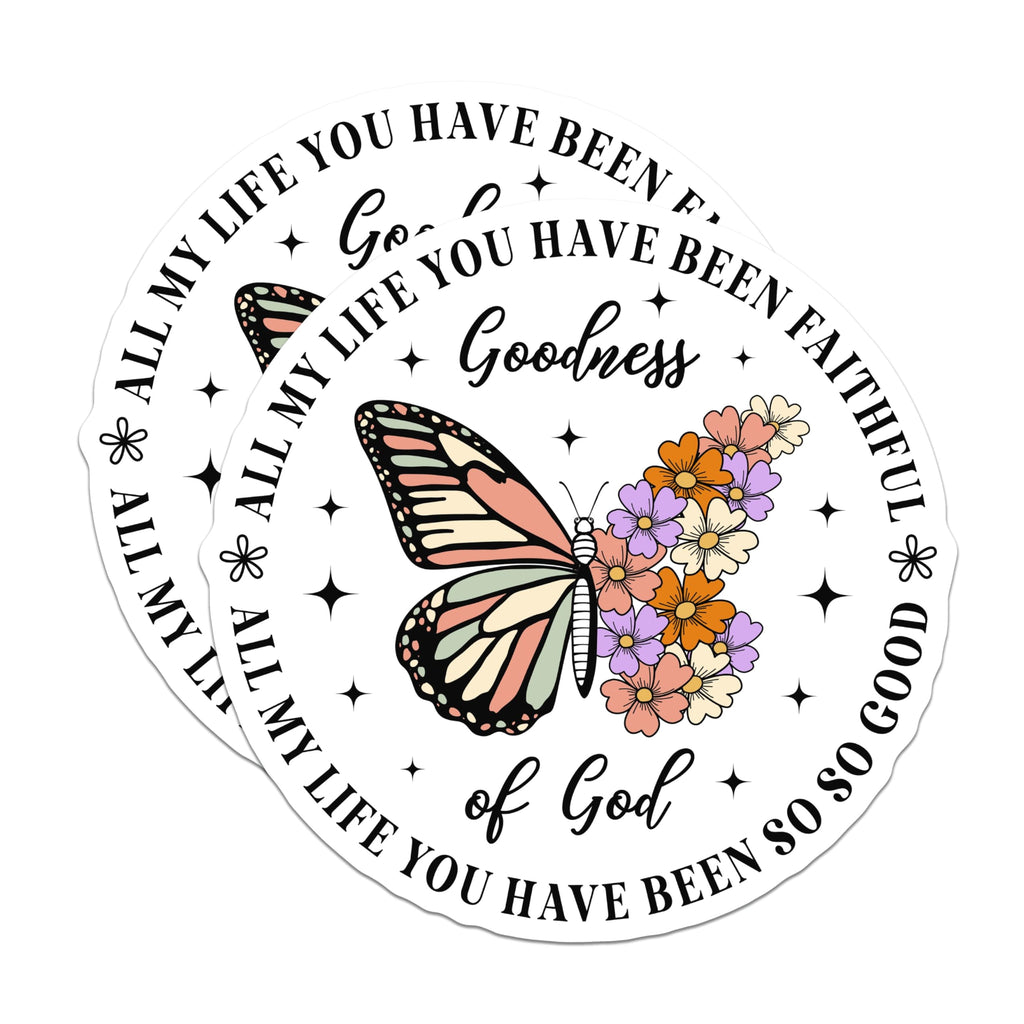 (2 Pack) Goodness of God Magnets - Butterfly Floral Faith Decor - Inspirational Scripture Verse Accent - 5 Inches On Longest Side - Thick Durable Magnet - Made in USA - MAG24870
