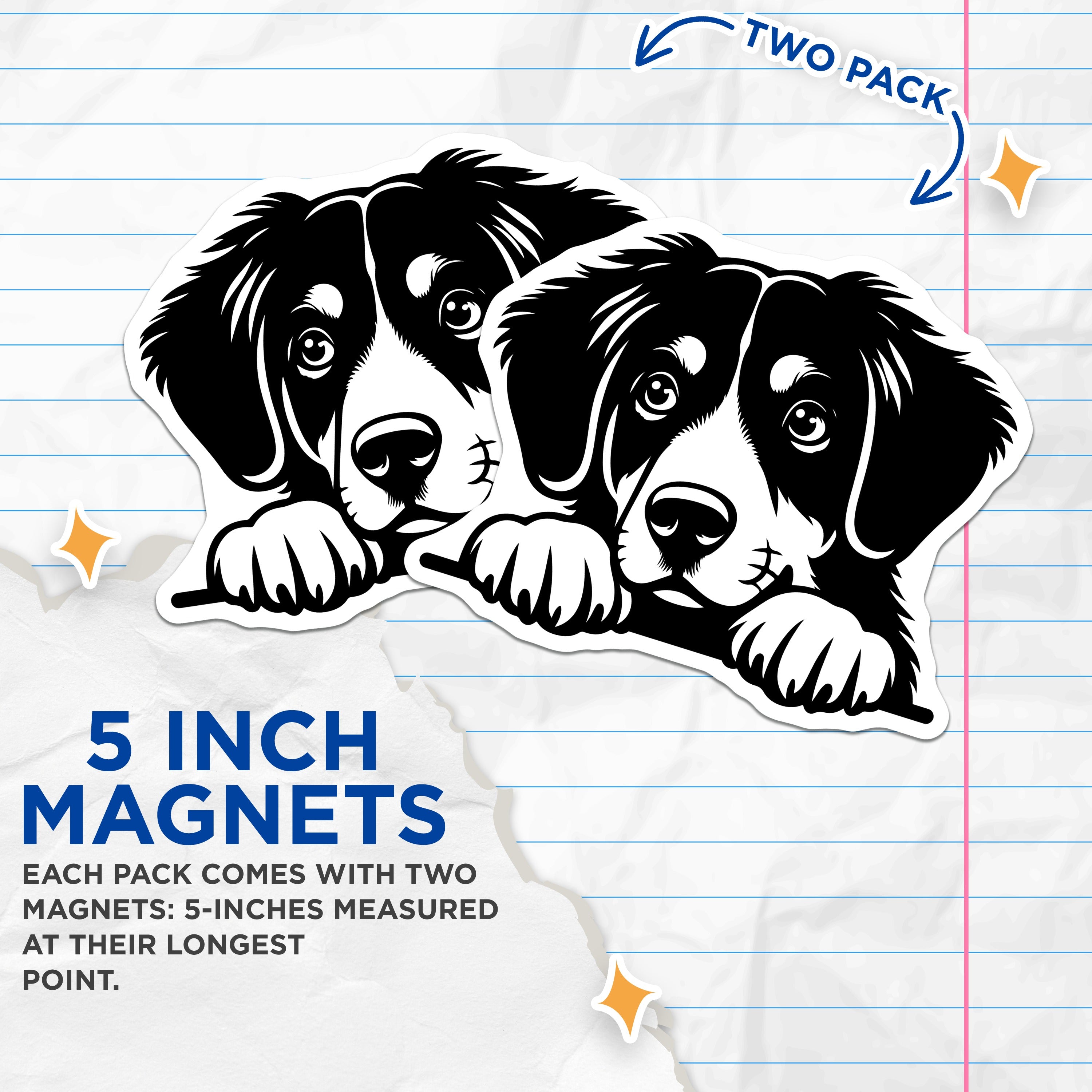 (2 Pack) Bernese Mountain Dog Magnets - Cute Puppy Fridge Decor - Dog Lover Kitchen Accessories - 5 Inches On Longest Side - Thick Durable Magnet - Made in USA - MAG38386