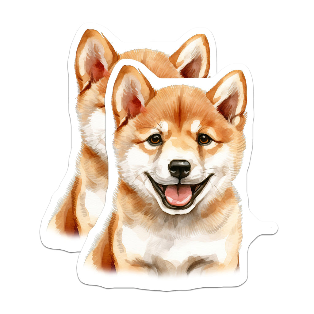 (2 Pack) Shiba Inu Dog Magnets - Smiling Puppy Watercolor Art - Pet Lover Home Decor - 5 Inches On Longest Side - Thick Durable Magnet - Made in USA - MAG30822