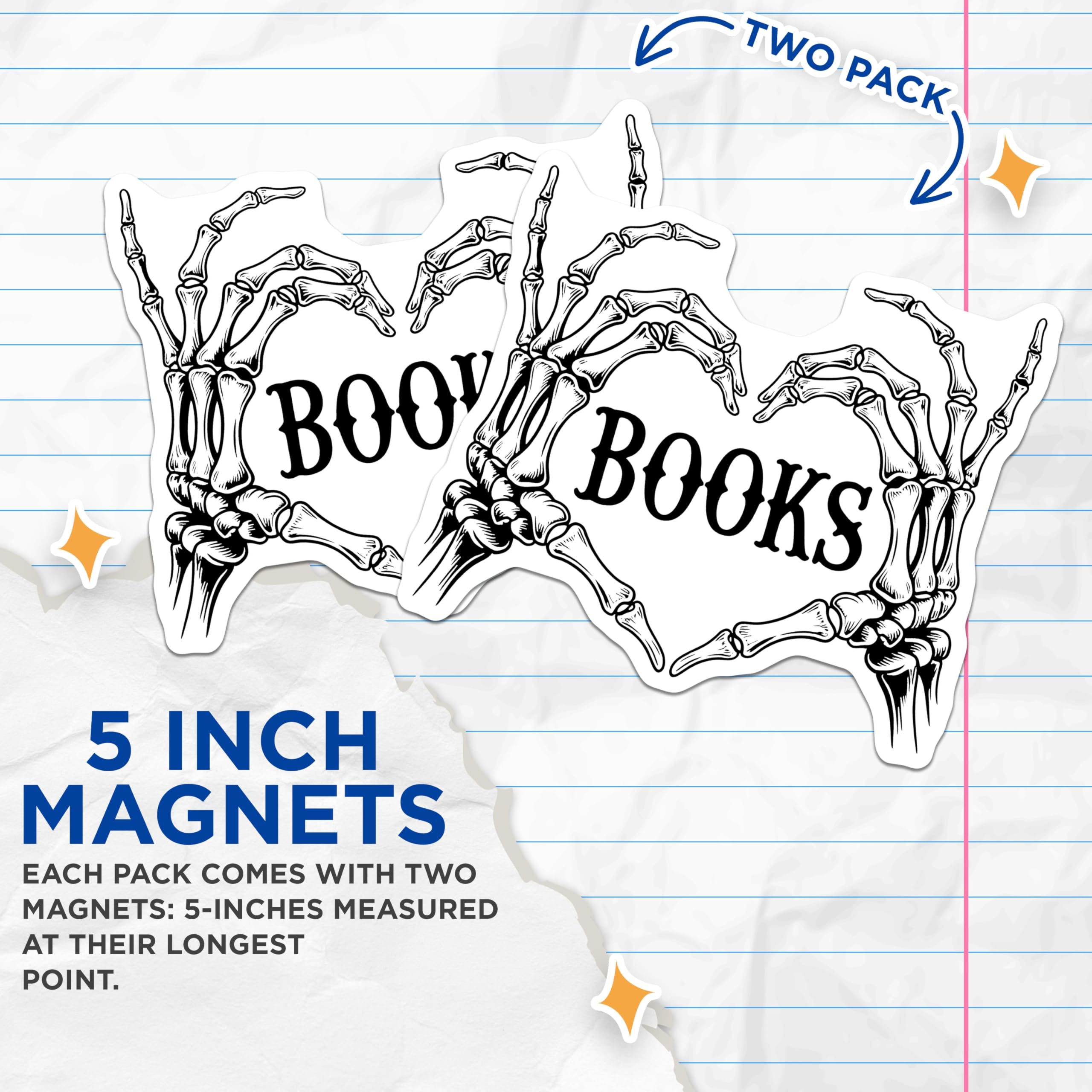 (2 Pack) Books Skeleton Hands Magnets - Reader Lover - Gothic Librarian Decor - 5" On Longest Side - Premium Magnet - for Cars, Refrigerators, Toolboxes, Lockers - Made in USA - MAG18083
