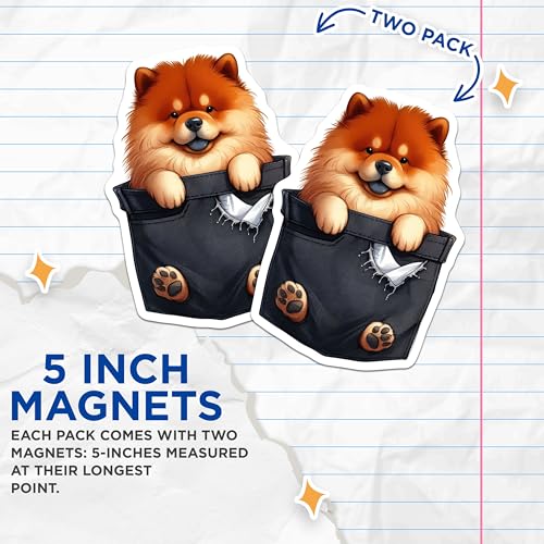 (2 Pack) Cute Dog Magnets - Dog Lover - Adorable Puppy Illustration - 5" On Longest Side - for Cars, Fridges, Toolboxes - Made in USA - MAG3960