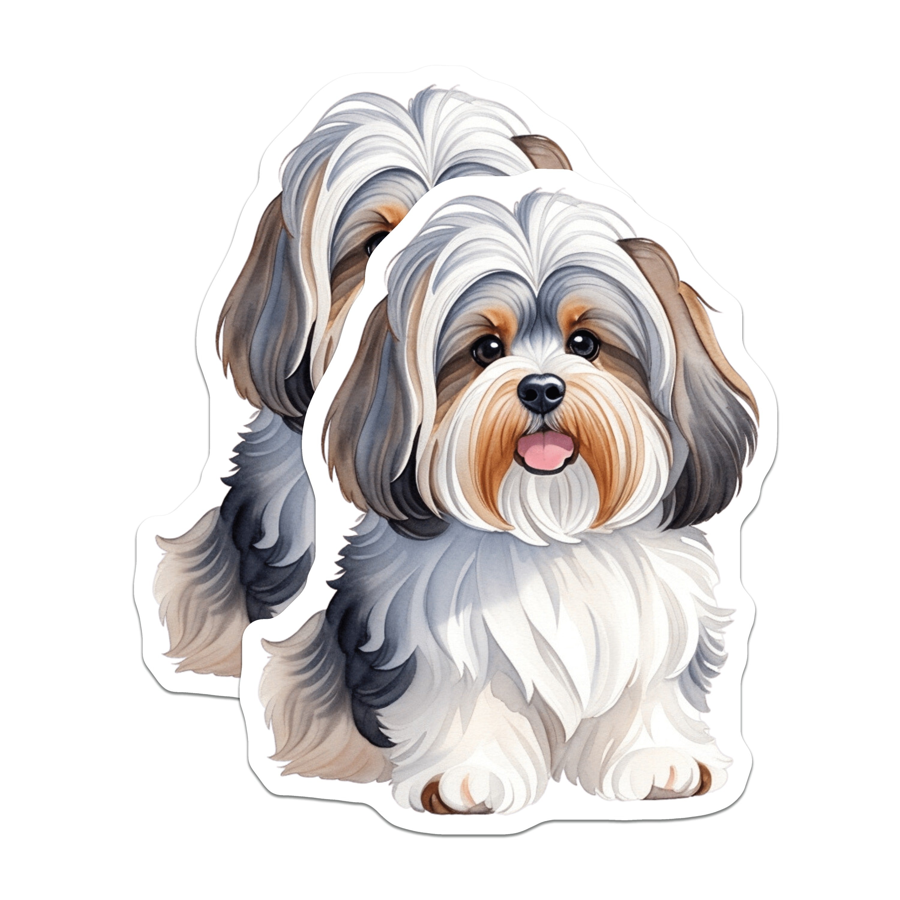 (2 Pack) Havanese Puppy Magnets - Watercolor Dog Art - Pet Lover Fridge Decor - 5 Inches On Longest Side - Thick Durable Magnet - Made in USA - MAG37833