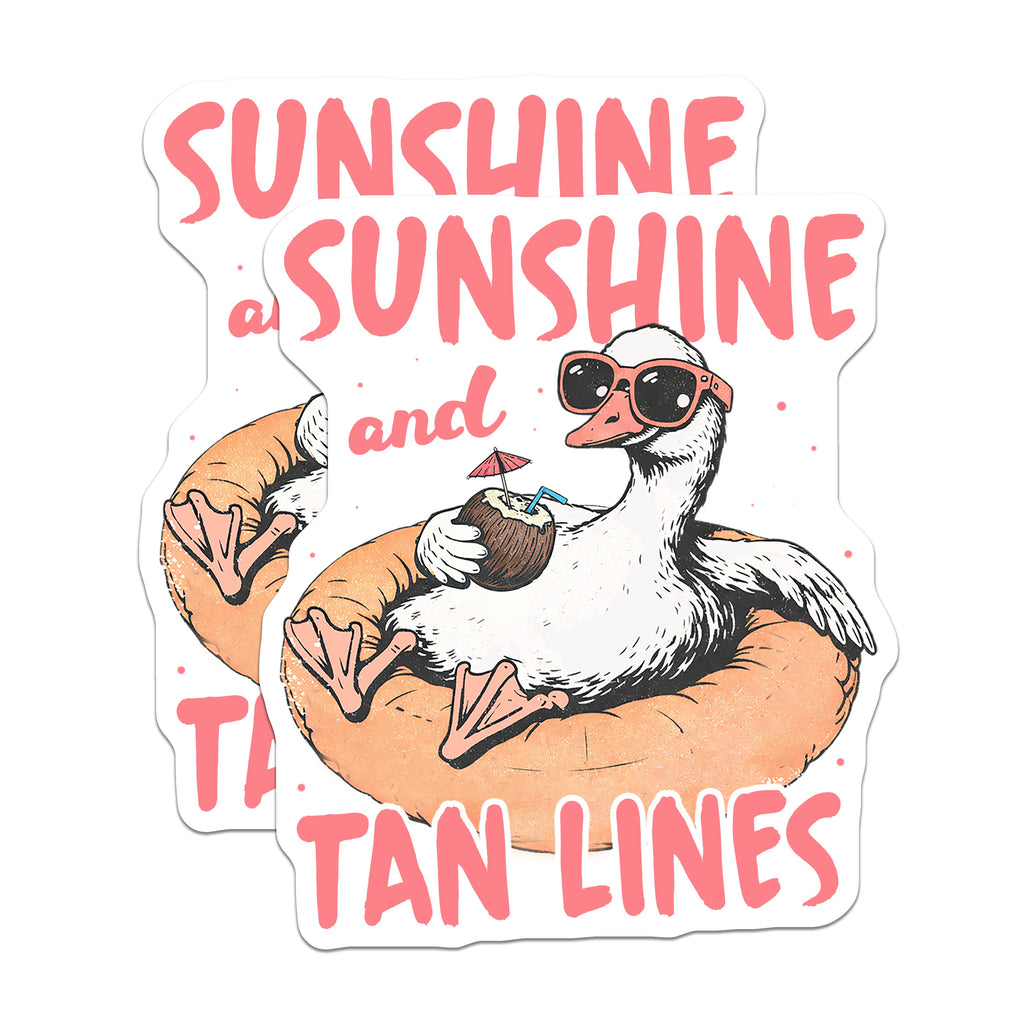 (2 Pack) Sunshine Tan Lines Magnets - Funny Duck Vacation Decor - Beach Life Refrigerator Magnet - 5 Inches On Longest Side - Thick Durable Magnet - Made in USA - MAG37919