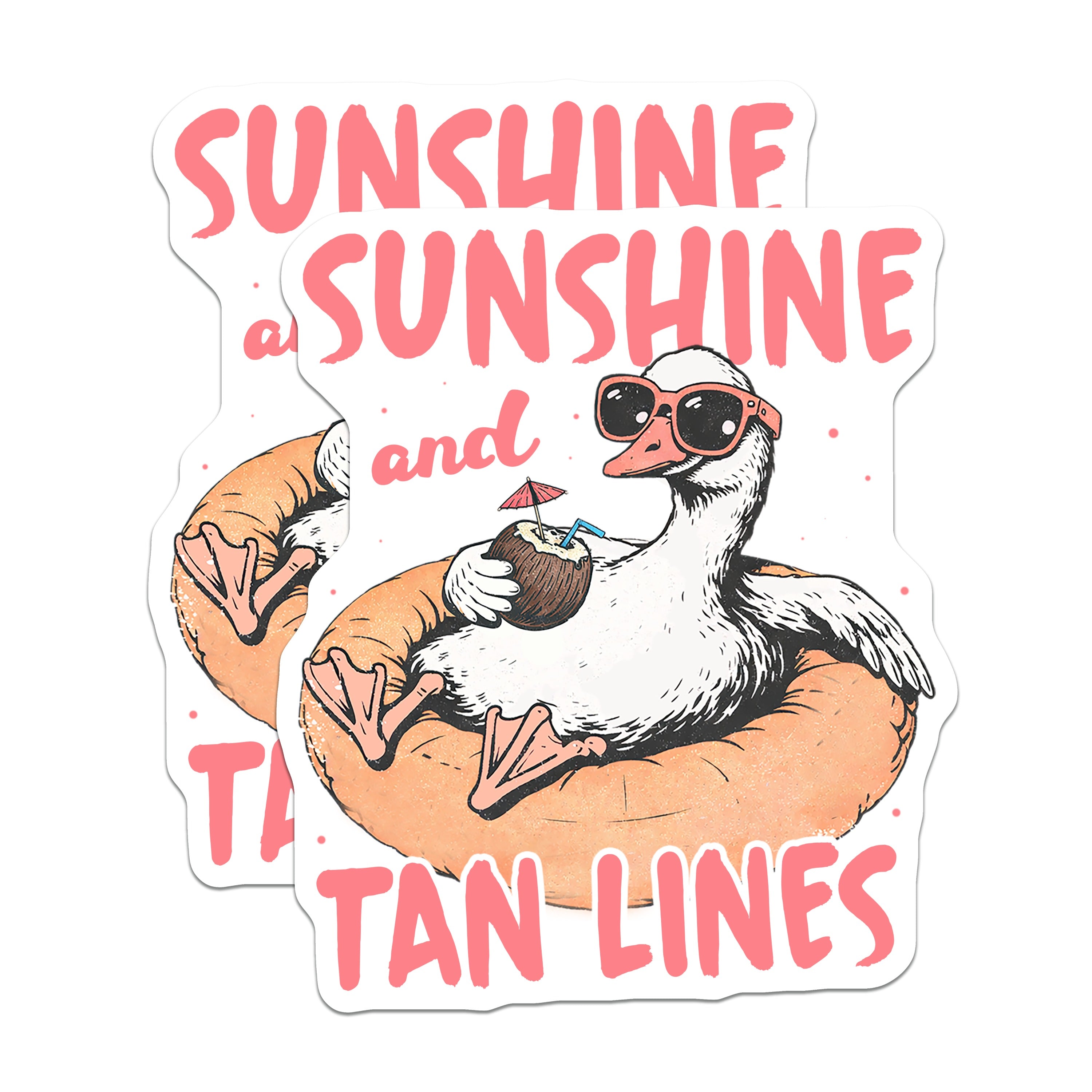 (2 Pack) Sunshine Tan Lines Magnets - Funny Duck Vacation Decor - Beach Life Refrigerator Magnet - 5 Inches On Longest Side - Thick Durable Magnet - Made in USA - MAG37919