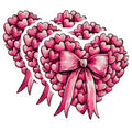 (3 Pack) Heart Decals - Pink Heart Stickers - Hearts with Bow Decal - 3 Inches On Longest Side - Easy Peel & Apply - Made in USA - 3MCS2385