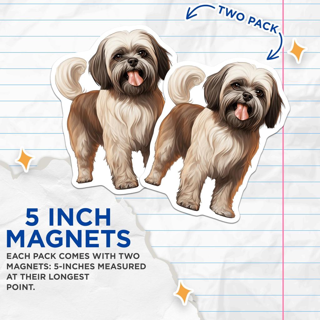 (2 Pack) Shih Tzu Magnets - Cute Dog Lover Pet Owner Home Decor - Animal Enthusiast Fridge Locker Accessory - 5 Inches On Longest Side - Thick Durable Magnet - Made in USA - MAG29017