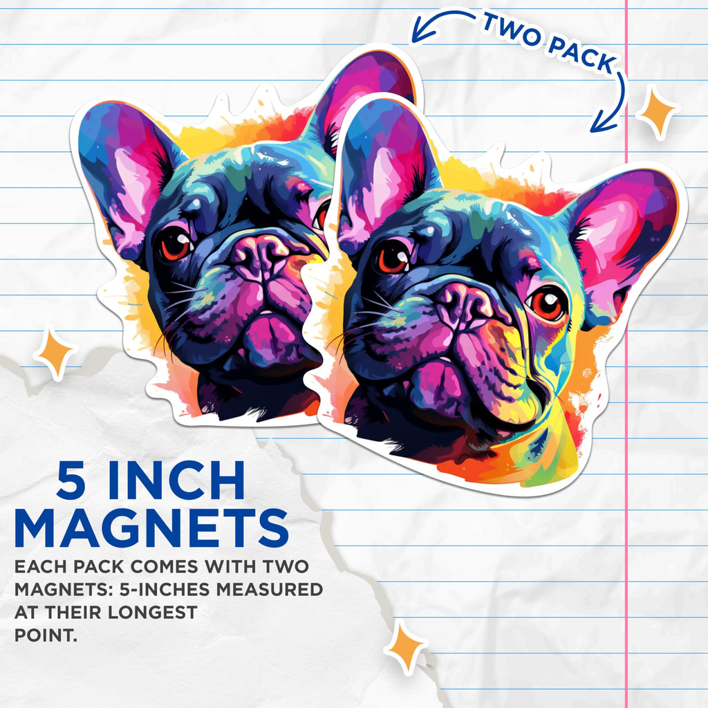 (2 Pack) French Bulldog Dog Breed Magnets - 5 Inches On Longest Side - Choose from Over 100 Dog Breeds - for Cars, Refrigerators, Toolboxes - Made in USA - MAG1859