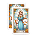 (2 Packs) Justice Tarot Card Stickers - Tarot Spiritual Metaphysical Magic Mystic Decals - 5 Inches On Longest Side - Premium Vinyl Decal - Sticks to Any Smooth Flat Surface - Made in USA - BMCS2265
