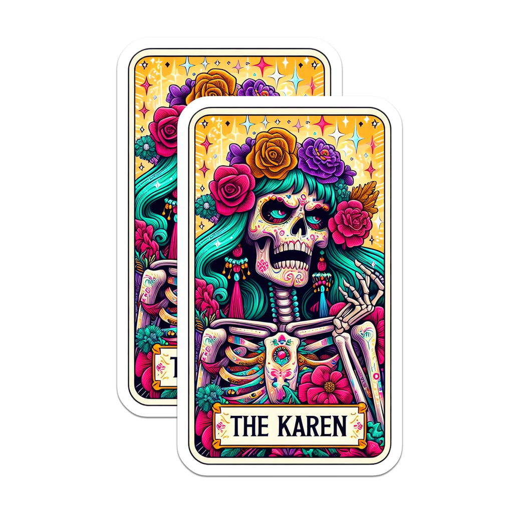 (2 Pack) Karen Skeleton Magnets - Day of the Dead Tarot - Funny Meme Refrigerator Decor - 5 Inches On Longest Side - Thick Durable Magnet - Made in USA - MAG30363