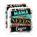 (2 Pack) Mama Needs Coffee Magnets - Boho Western Decor - Farmhouse Coffee Lover Accessory - 5 Inches On Longest Side - Thick Durable Magnet - Made in USA - MAG26367