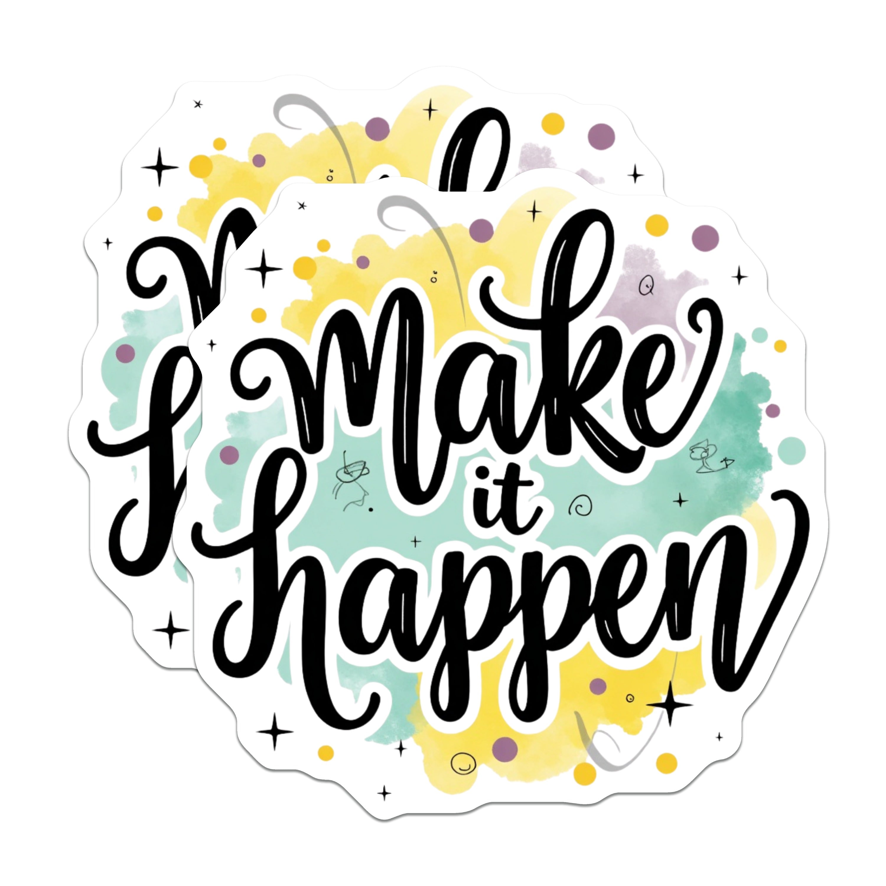 (2 Pack) Make It Happen Magnets - Motivational Quote Fridge Decor - Inspirational Student Entrepreneur Office Decor - 5 Inches On Longest Side - Thick Durable Magnet - Made in USA - MAG38169