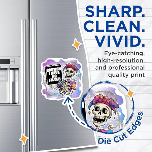 (2 Pack) Caution No Filter Skeleton Magnets - Funny Skeleton - Skeleton Printed Magnets for Fridge - 5" On Longest Side - for Cars, Fridges, Toolboxes - Made in USA - MAG4406