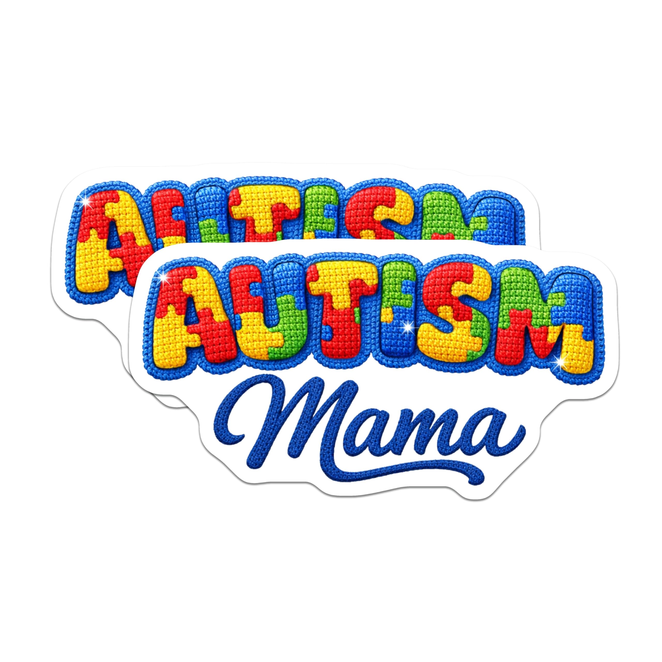 (2 Pack) Autism Mama Magnets - Puzzle Piece Awareness - Neurodiversity Advocate - 5 Inches On Longest Side - Thick Durable Magnet - Made in USA - MAG21319