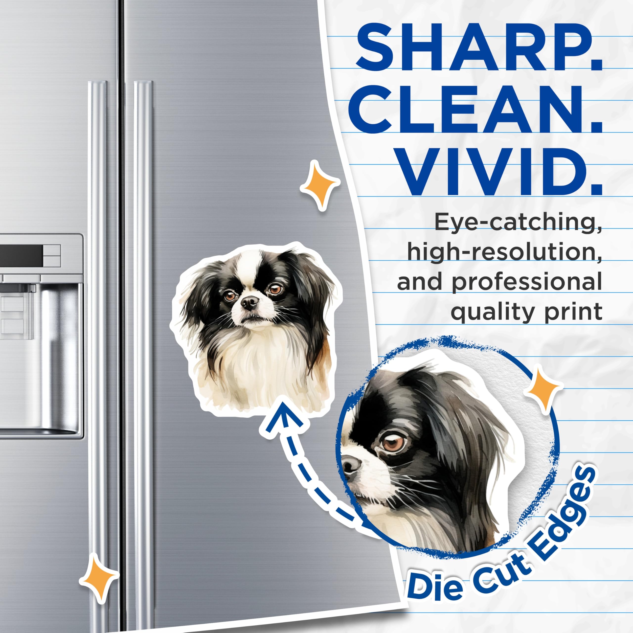 (2 Pack) Japanese Chin Magnets - Watercolor Dog Art - Pet Lover Fridge Decor - 5 Inches On Longest Side - Thick Durable Magnet - Made in USA - MAG26073