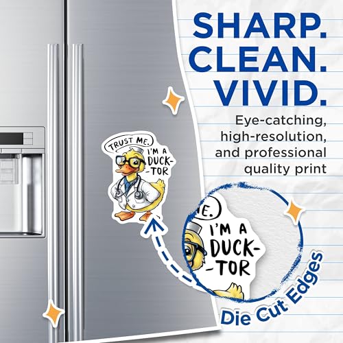 (2 Pack) Funny Duck Illustration Magnet - 5" On Longest Side - Sticks to Smooth Flat Surfaces - Made in USA - MAG9536