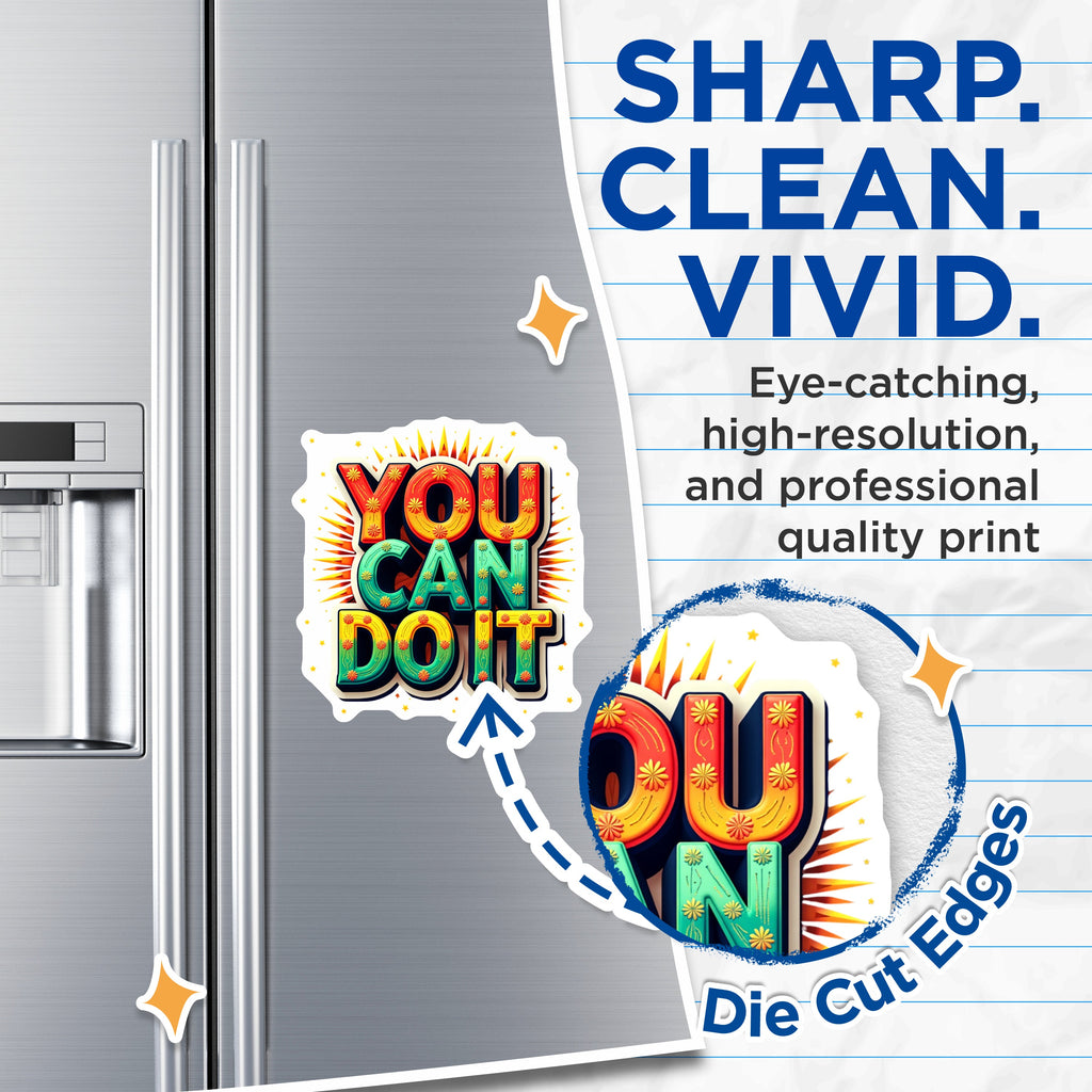 (2 Pack) You Can Do It Magnets - Motivational Fridge Decor - Positive Quote Encouragement for Students Office Locker - 5 Inches On Longest Side - Thick Durable Magnet - Made in USA - MAG36195