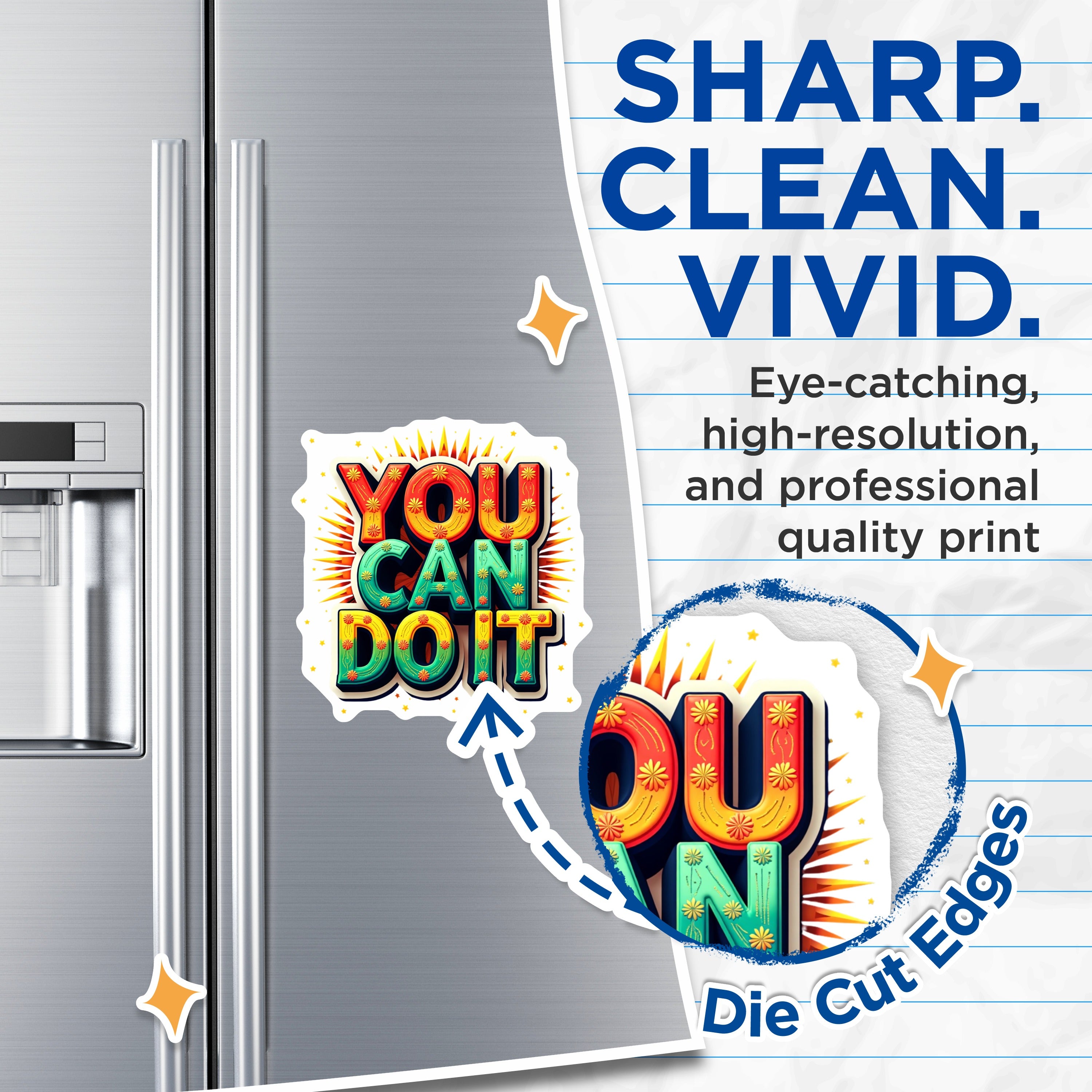 (2 Pack) You Can Do It Magnets - Motivational Fridge Decor - Positive Quote Encouragement for Students Office Locker - 5 Inches On Longest Side - Thick Durable Magnet - Made in USA - MAG36195