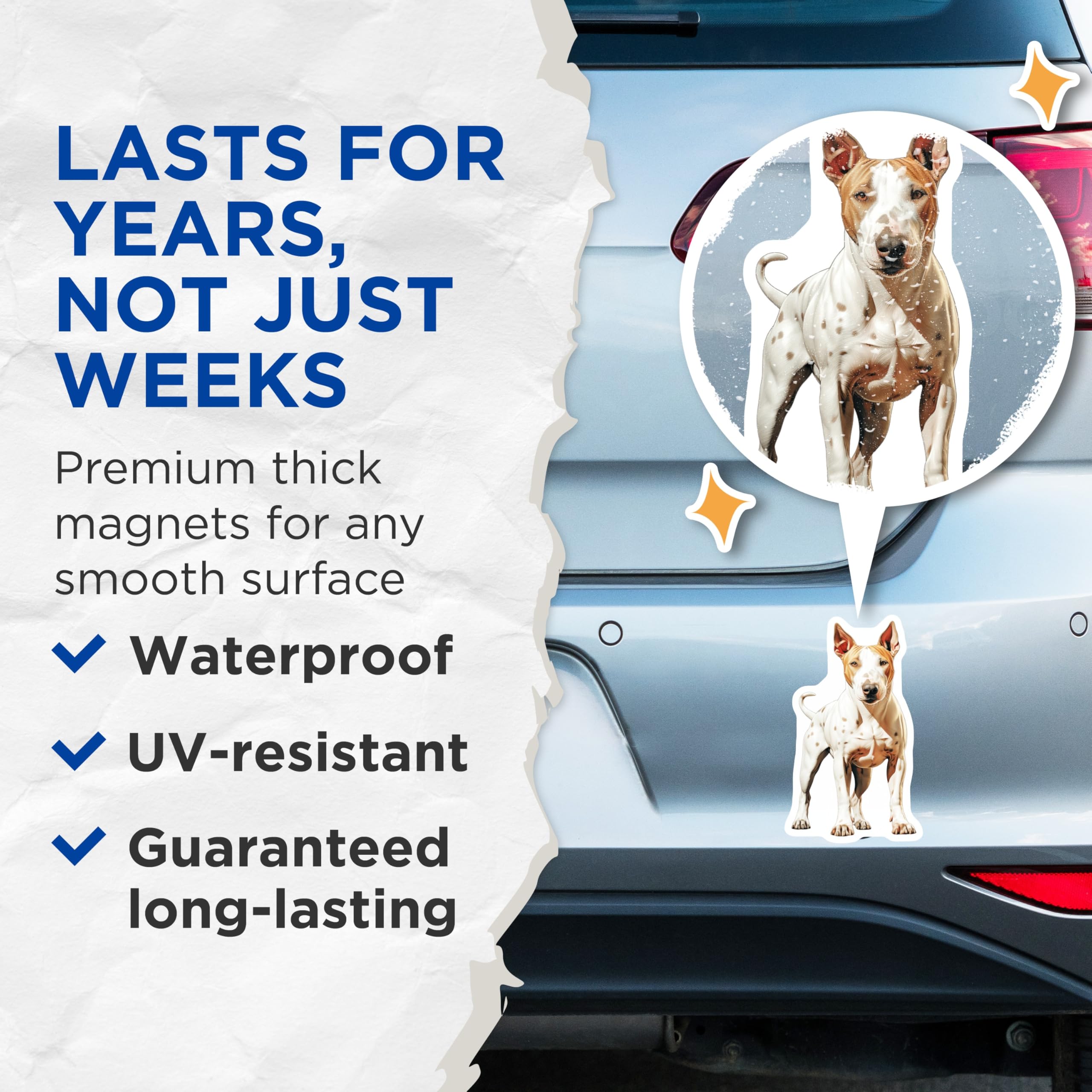 (2 Pack) Pit Bull Dog Magnets - American Staffordshire Terrier Art - Canine Lover Refrigerator Decor Accessories - 5 Inches On Longest Side - Thick Durable Magnet - Made in USA - MAG23876