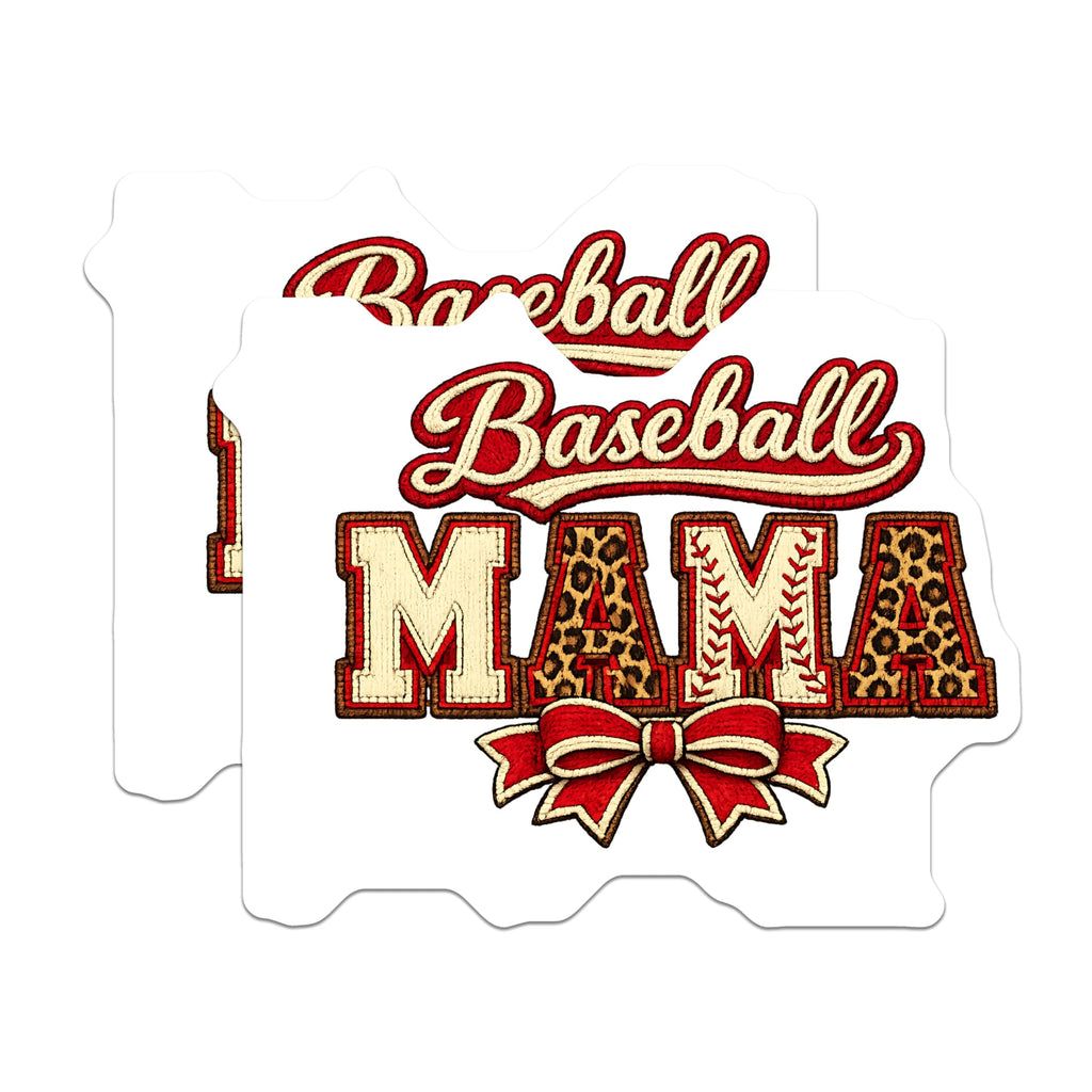 (2 Pack) Baseball Mama Magnets - Leopard Print Mama Decor - Game Day Spirit - Baseball Lover Fan Gear - Team Mom Accent - 5 Inches On Longest Side - Thick Durable Magnet - Made in USA - MAG21609