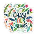 (2 Pack) Motivational Quote Stickers - Chase Your Dreams Stickers - Positive Vibes Stickers - 5" On Longest Side - Sticks to Smooth Flat Surfaces - Made in USA - BMCS4318