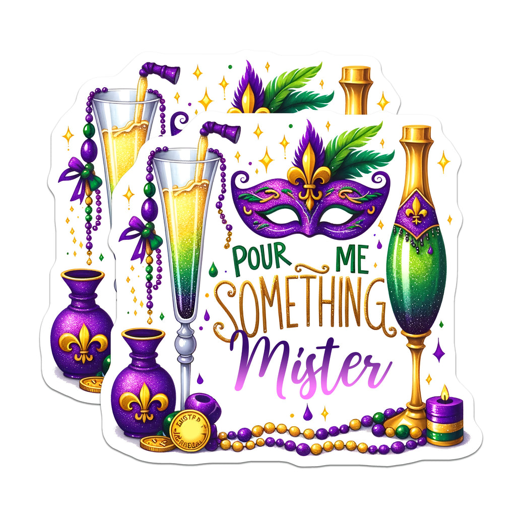 (2 Pack) Mardi Gras Celebration Magnets - New Orleans Party Decor - Festive Fleur de Lis Quote - 5 Inches On Longest Side - Thick Durable Magnet - Made in USA - MAG38077