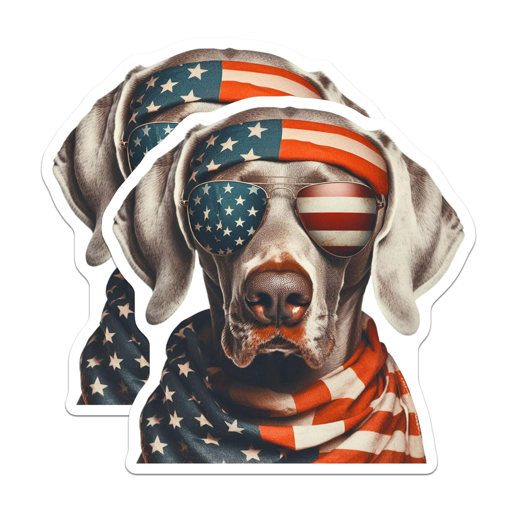 (2 Pack) Patriotic Dog Magnets - American Flag Sunglasses - USA Theme Decor - 5" On Longest Side - Premium Magnet - for Cars, Refrigerators, Toolboxes, Lockers - Made in USA - MAG15198