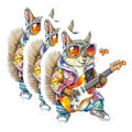 (3 Pack) Squirrel Guitarist Decals - Cool Animal Sticker - Laptop Decal - 3 Inches On Longest Side - Easy Peel & Apply - Made in USA - 3MCS8281