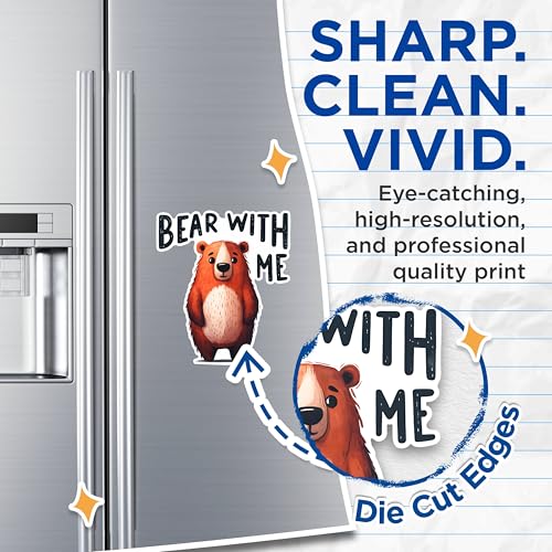(2 Pack) Bear with Me Magnets - Cute Bear Magnets - Fun Animal Magnets for Fridge - Bear Themed Kitchen Decor Magnets- 5" On Longest Side - for Fridges, Toolboxes, Cars - Made in USA - MAG2649