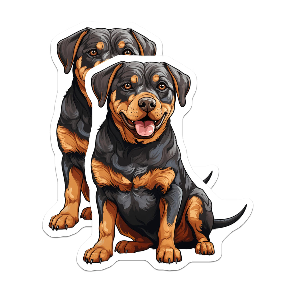 (2 Pack) Rottweiler Dog Magnets - Happy Rottie Decor - Pet Parent Vehicle Accent - 5 Inches On Longest Side - Thick Durable Magnet - Made in USA - MAG30629