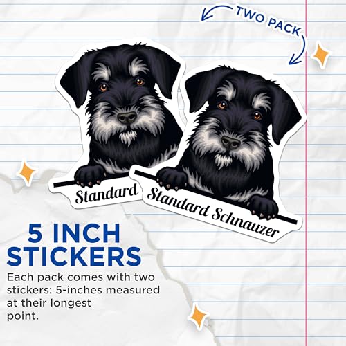 (2 Pack) Standard Schnauzer Dog Stickers - Pet Lover Stickers - Cute Animal Stickers - 5" On Longest Side - Sticks to Smooth Flat Surfaces - Made in USA - BMCS4225