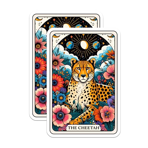 (2 Pack) Cheetah Animal Magnets - Floral Wildlife Design Magnets - Exotic Animal for Home - Colorful Art Magnets - 5" On Longest Side - for Cars, Fridges, Toolboxes - Made in USA - MAG4449