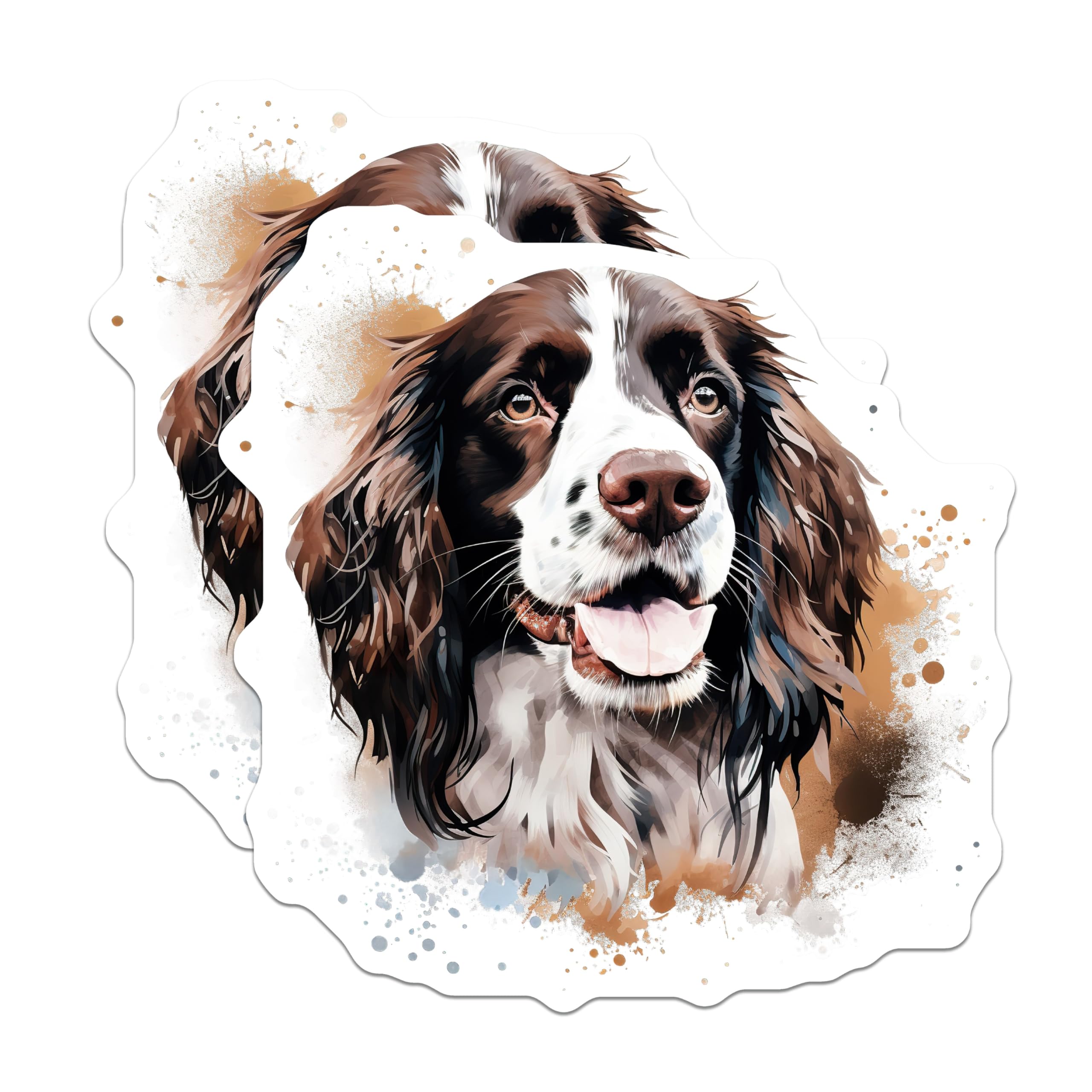 (2 Pack) Springer Spaniel Magnets - Dog Lover Pet Portrait - Watercolor Animal Fridge Magnets - 5 Inches On Longest Side - Thick Durable Magnet - Made in USA - MAG30228