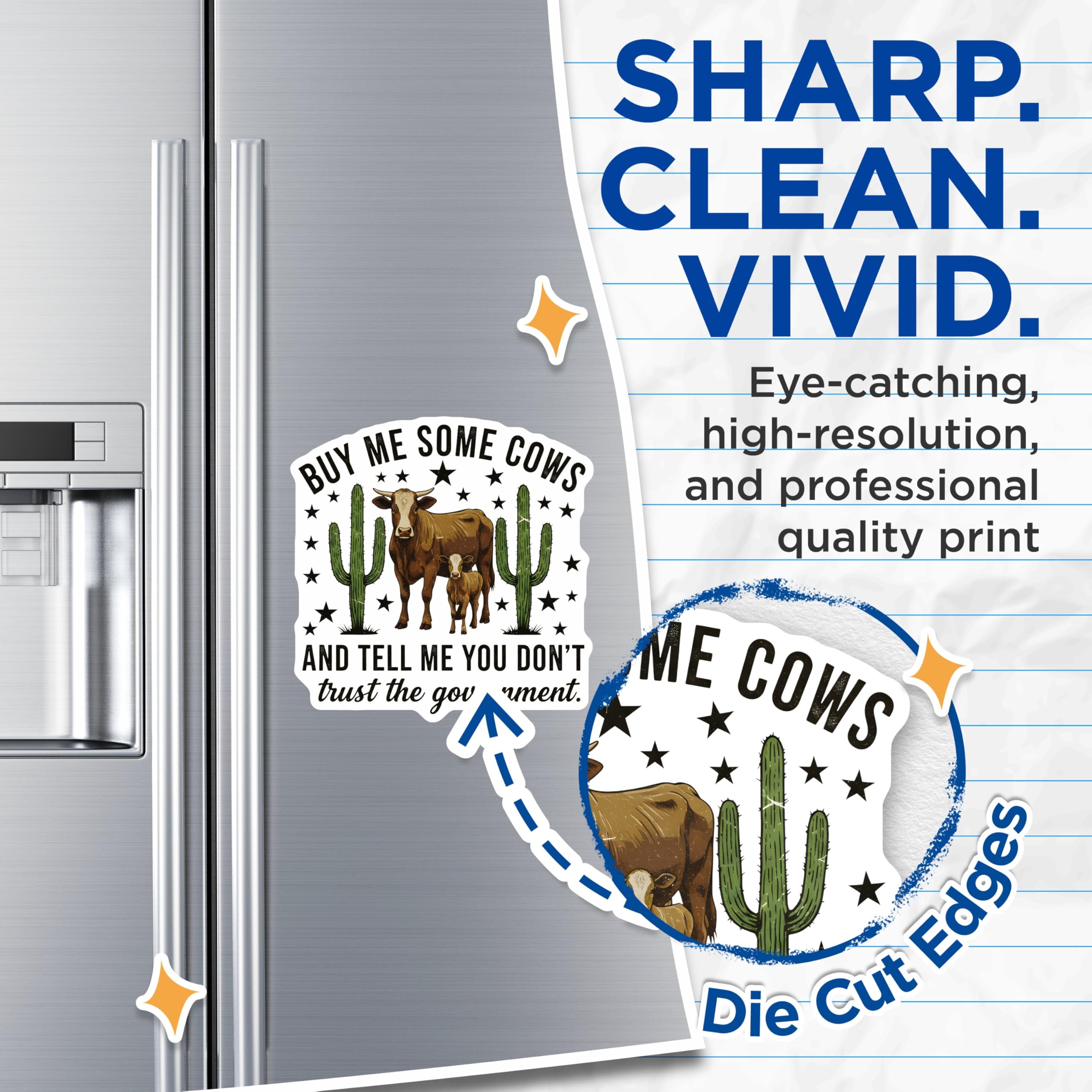 (2 Pack) Cow Magnets - Buy Me Cows - Funny Quote Magnets for Fridge - 5" On Longest Side - Premium Magnet - for Cars, Refrigerators, Toolboxes, Lockers - Made in USA - MAG14947