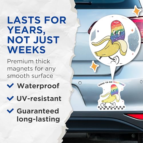 (2 Pack) Fun Pride Magnets - Dare to Be Yourself - Colorful Baa Magnets - 5" On Longest Side - for Cars, Fridges, Toolboxes - Made in USA - MAG6971