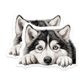 (2 Pack) Husky Dog Stickers - Cute Dog Breed - Adorable Husky Illustration - 5" On Longest Side - Sticks to Smooth Flat Surfaces - Made in USA - BMCS9819