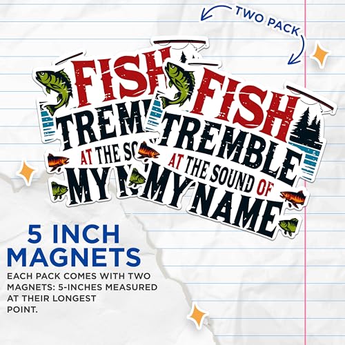 (2 Pack) Fish Tremble Magnets - Funny Fishing Quote Magnets - Outdoor Adventure Decor Magnets - Fisherman Gift Magnets- 5" On Longest Side - for Fridges, Toolboxes, Cars - Made in USA - MAG2632