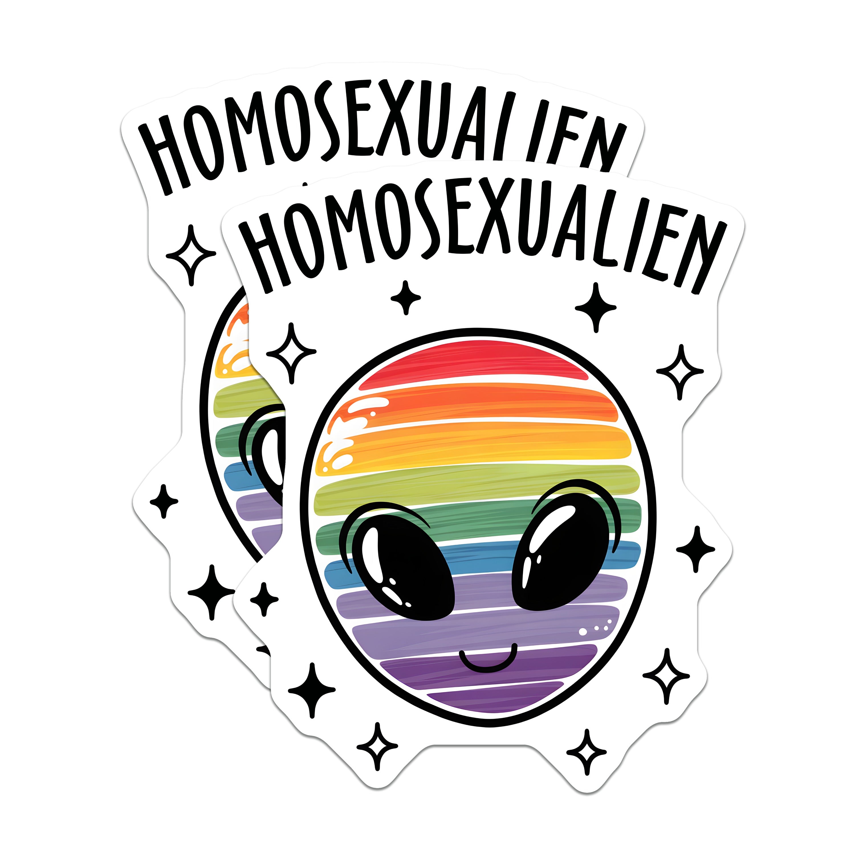 (2 Pack) Homosexualien Magnets - LGBTQ Pride Alien Decor - Queer Affirmation Fridge Art - 5 Inches On Longest Side - Thick Durable Magnet - Made in USA - MAG38670