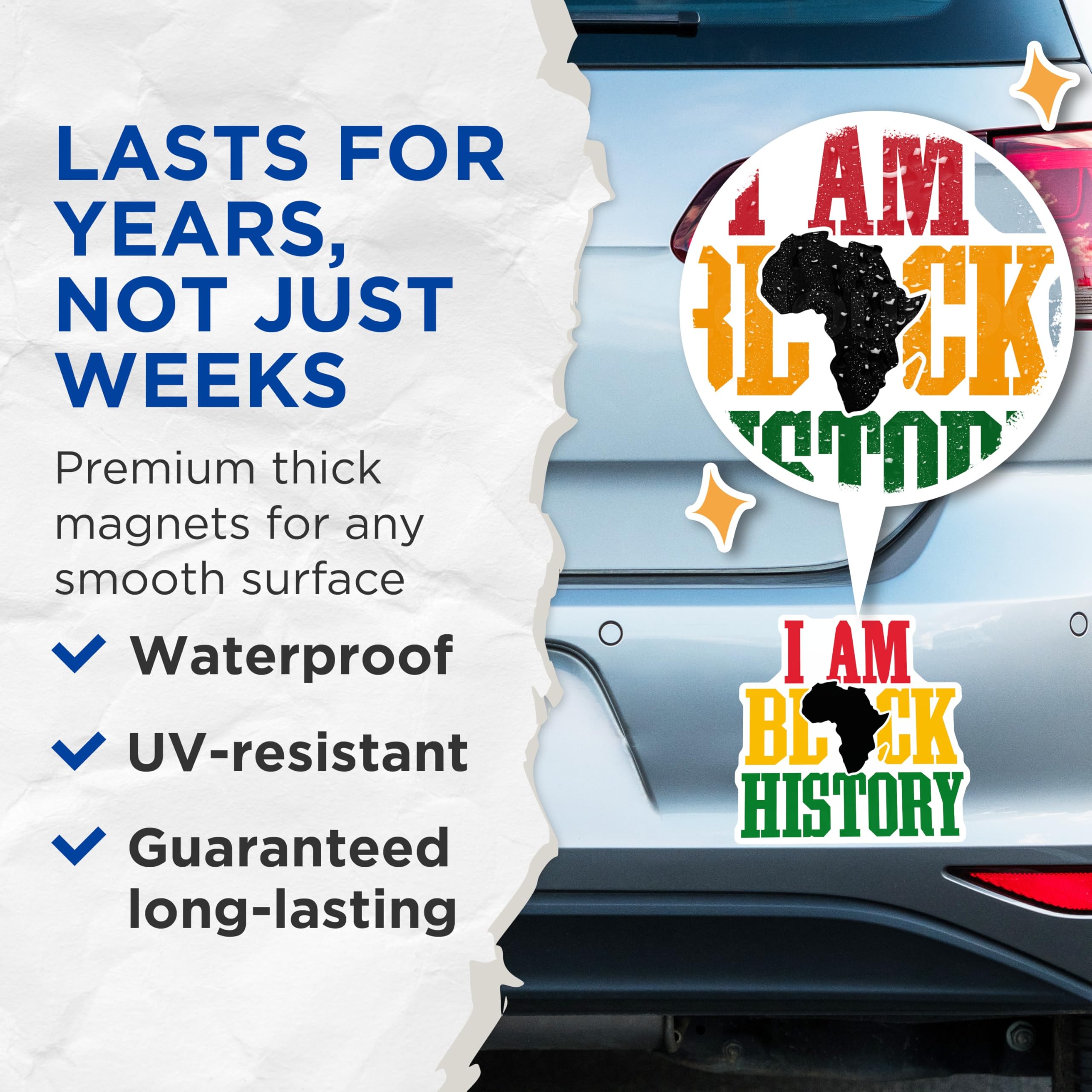 (2 Pack) Black History Magnets - Africa Pride - Inspirational Fridge Decor - 5" On Longest Side - Premium Magnet - for Cars, Refrigerators, Toolboxes, Lockers - Made in USA - MAG17716