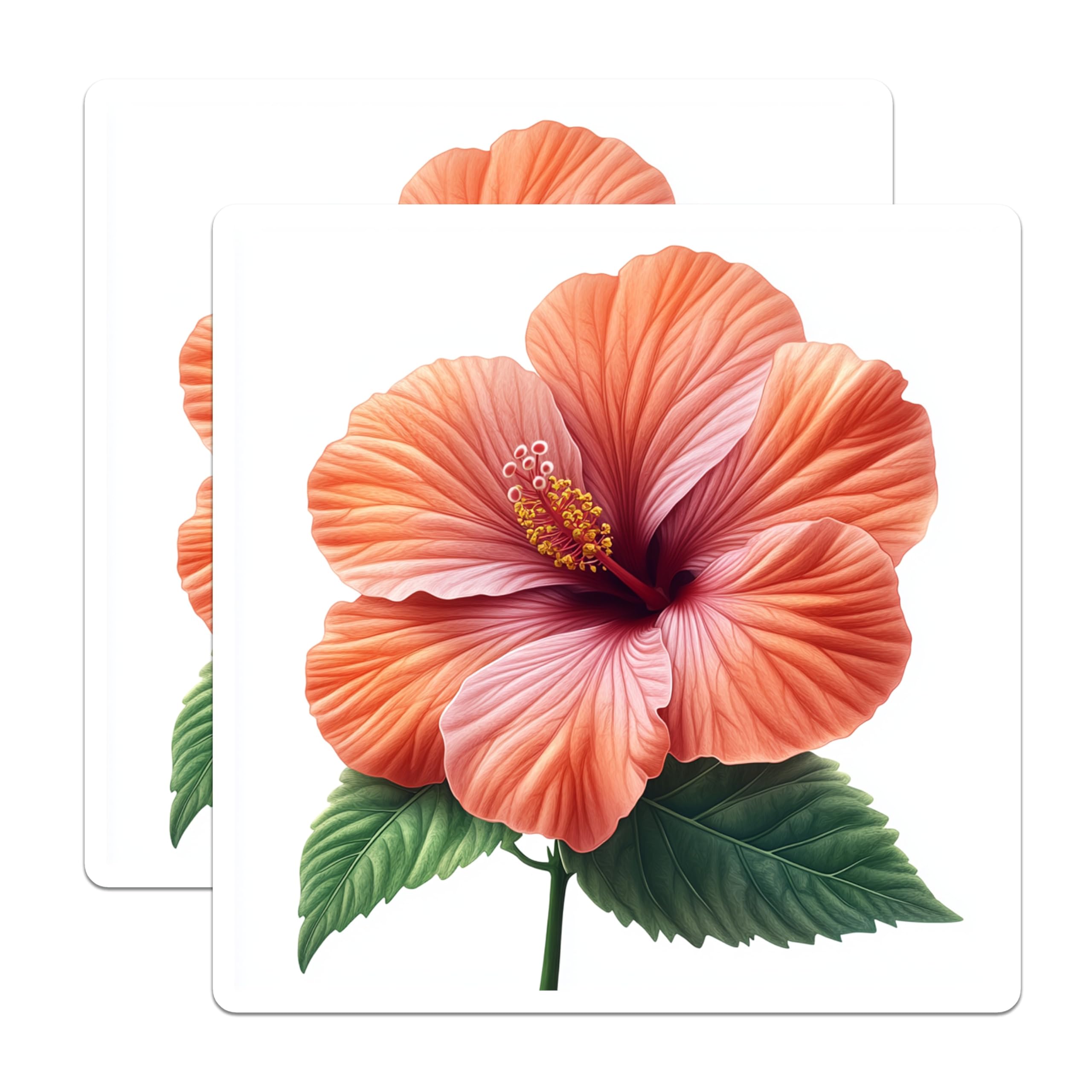 (2 Pack) Vibrant Hibiscus Flower Magnets - Botanical Fridge Decor - Tropical Summer Home Accent Organizers - 5 Inches On Longest Side - Thick Durable Magnet - Made in USA - MAG25060
