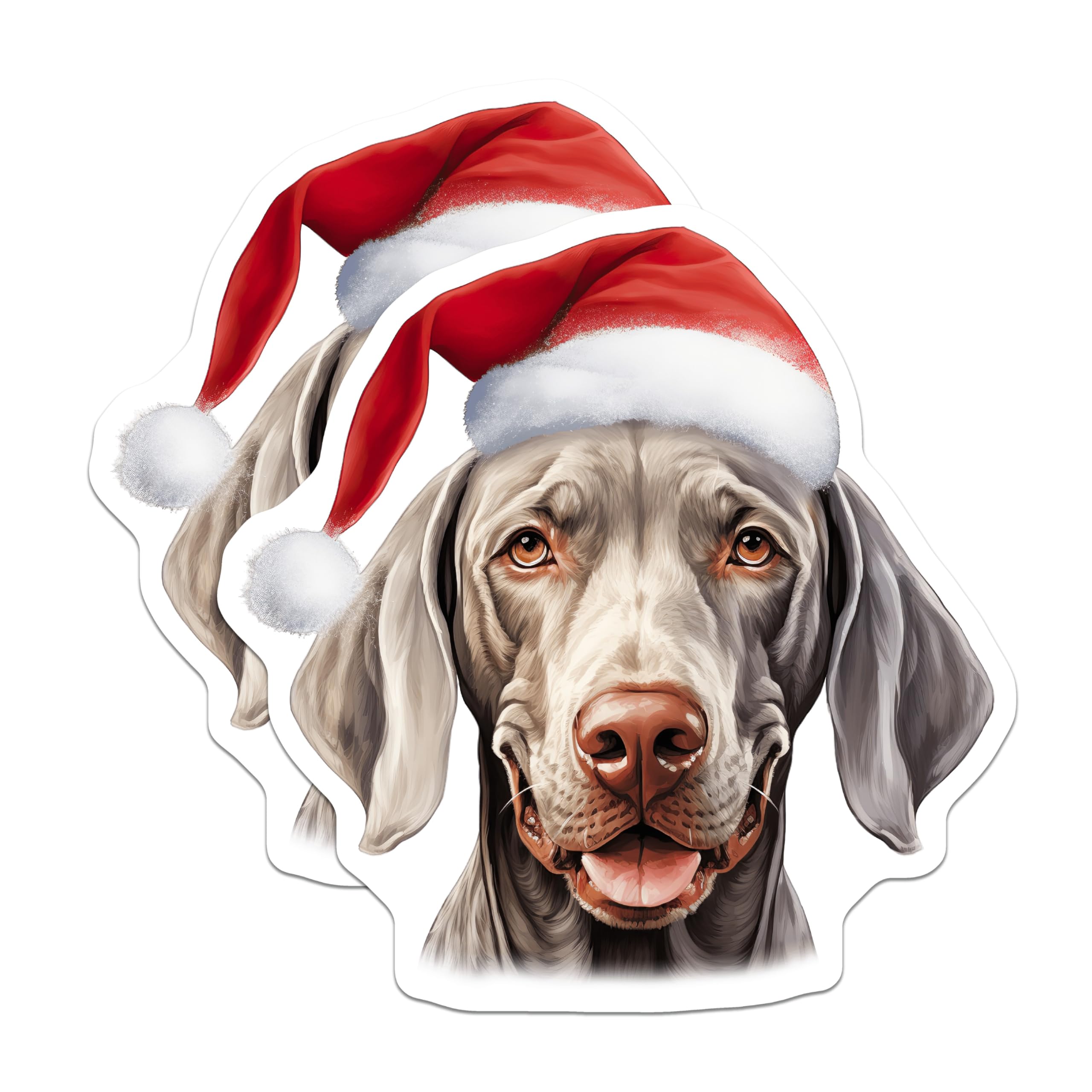 (2 Pack) Weimaraner Christmas Magnets - Santa Dog Holiday Decor - Dog Lover Refrigerator Magnets - 5 Inches On Longest Side - Thick Durable Magnet - Made in USA - MAG28189