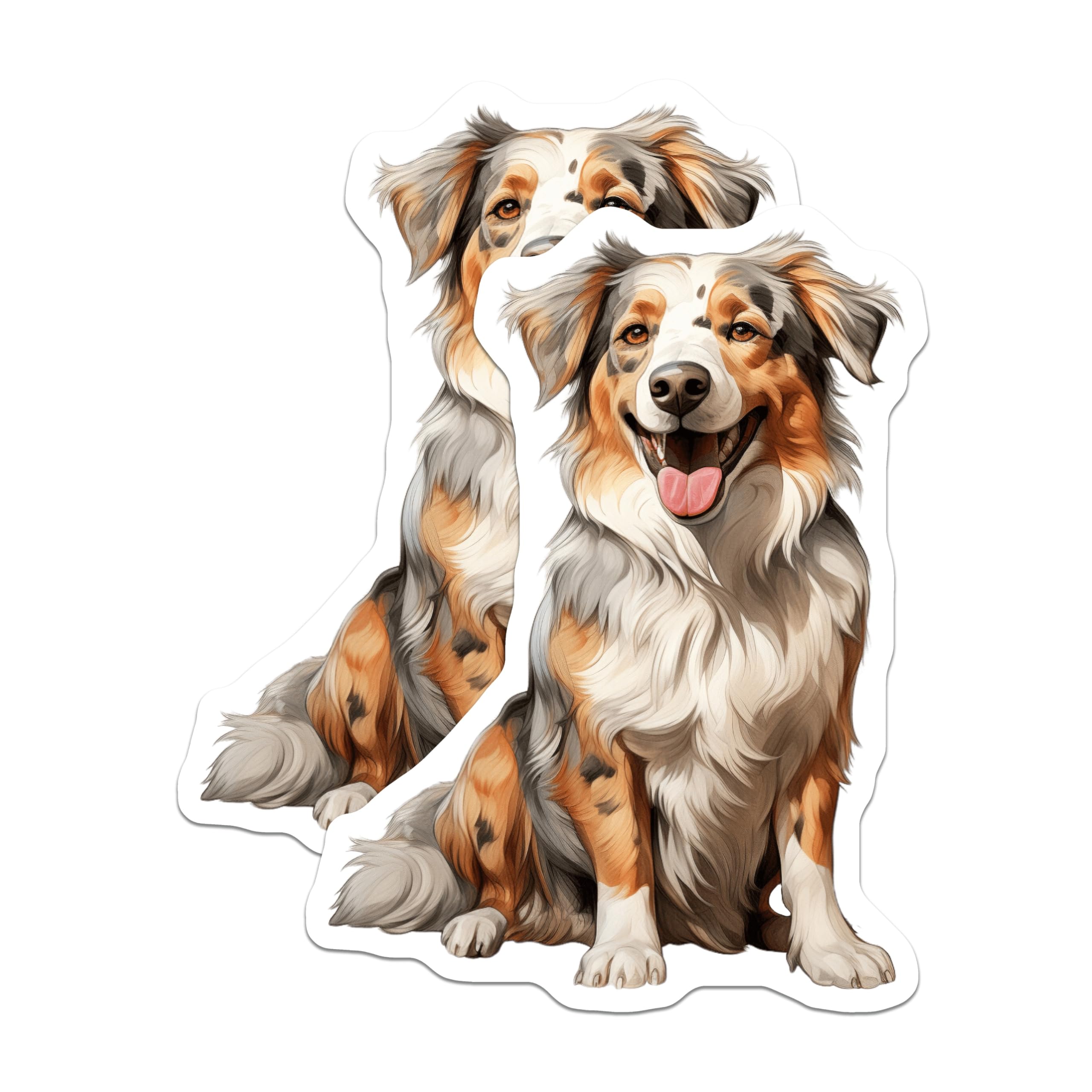 (2 Pack) Australian Shepherd Magnets - Happy Aussie Dog Breed Decor - Pet Lover Refrigerator Display for Pet Parents - 5 Inches On Longest Side - Thick Durable Magnet - Made in USA - MAG25702