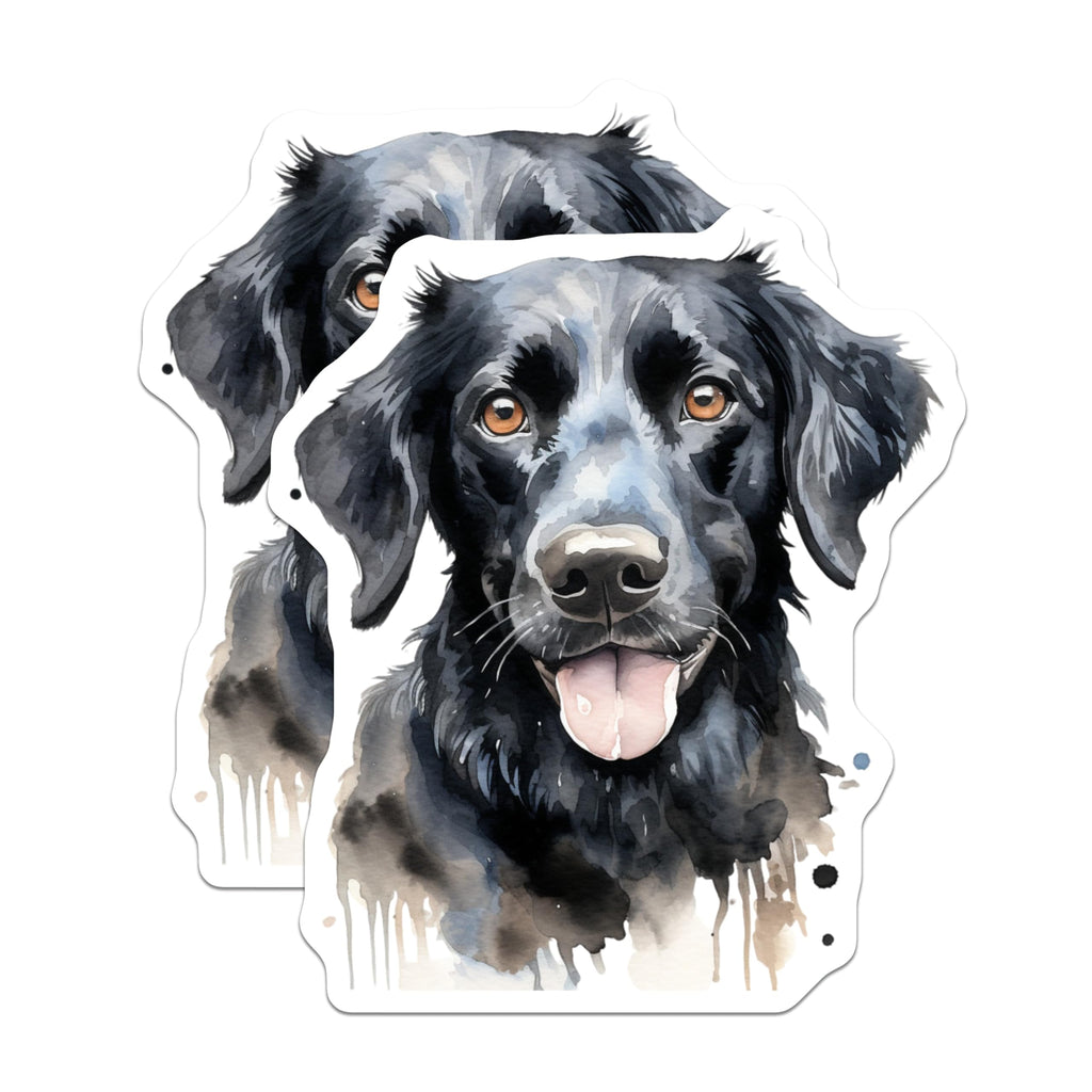 (2 Pack) Watercolor Black Dog Magnets - Happy Retriever Art - Dog Lover Fridge Kitchen Accent - 5 Inches On Longest Side - Thick Durable Magnet - Made in USA - MAG30062