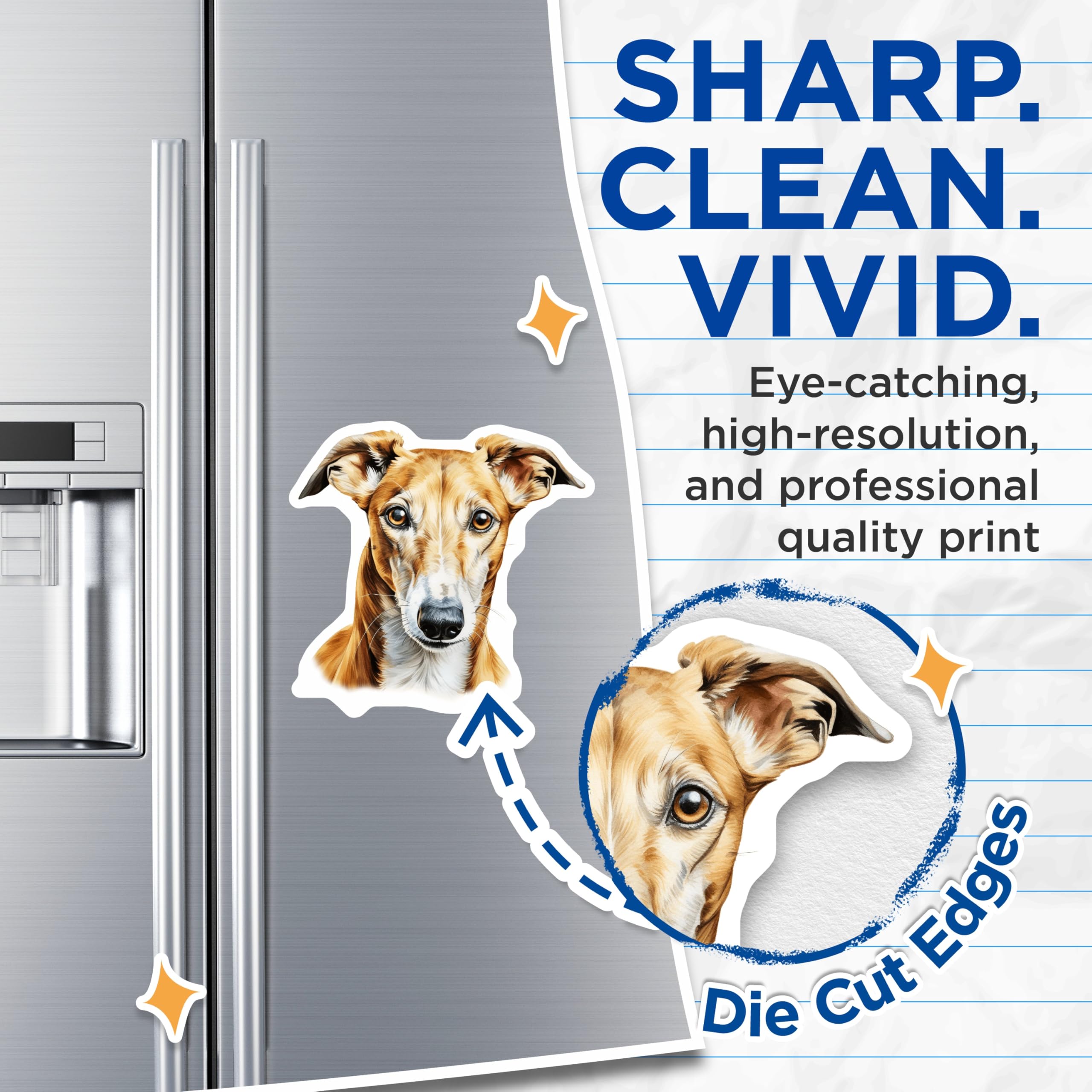 (2 Pack) Greyhound Dog Magnets - Elegant Canine Art Decor - Sighthound Lover Accessory - Refrigerator Locker Kitchen Display - 5 Inches On Longest Side - Thick Durable Magnet - Made in USA - MAG24657