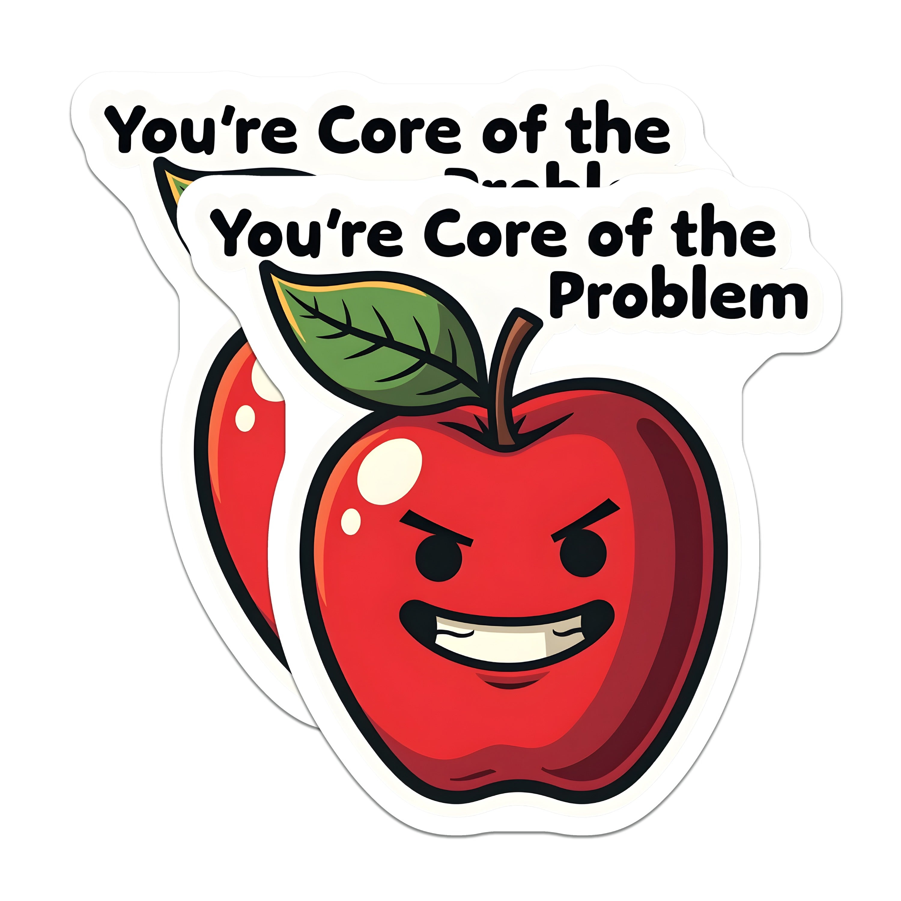 (2 Pack) Core of the Problem Magnets - Funny Apple Quote - Sarcastic Fridge Decor - Teacher Humor - Coworker Gift Idea - 5 Inches On Longest Side - Thick Durable Magnet - Made in USA - MAG36962
