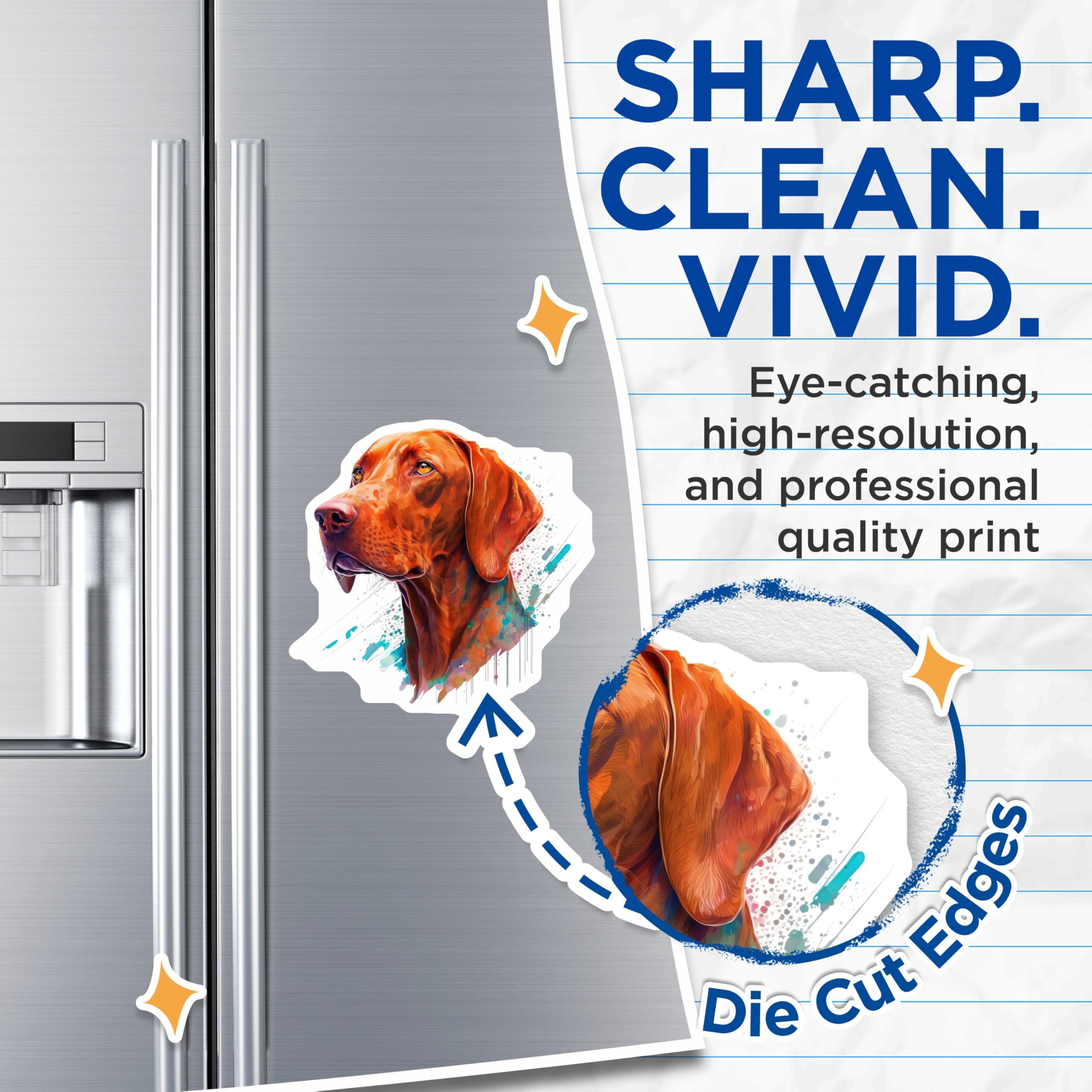 (2 Pack) Vizsla Dog Art Magnets - Vibrant Watercolor Canine Design - Pet Lover Fridge Accent for Dog Owners - 5 Inches On Longest Side - Thick Durable Magnet - Made in USA - MAG26882