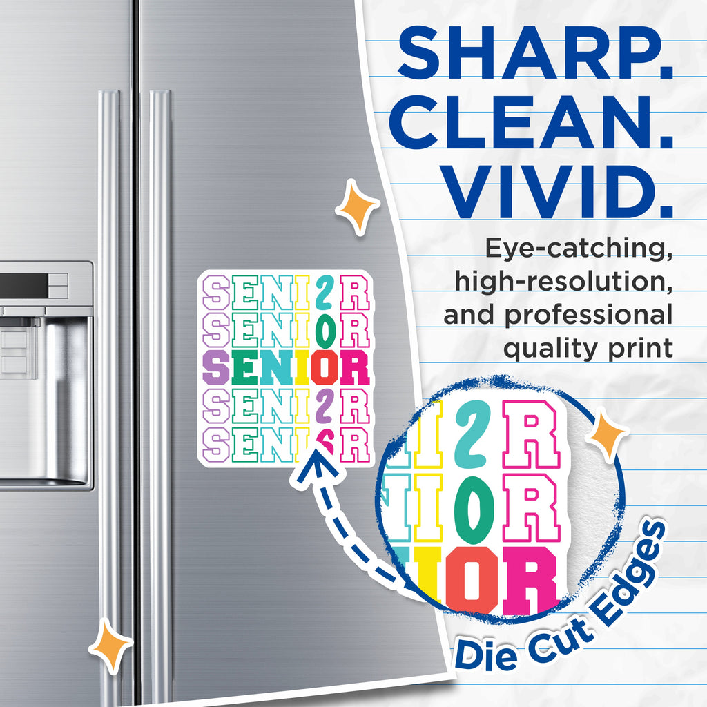 (2 Pack) Senior Magnets - Graduation Year Celebration - High School College Graduate Decor - 5 Inches On Longest Side - Thick Durable Magnet - Made in USA - MAG38535