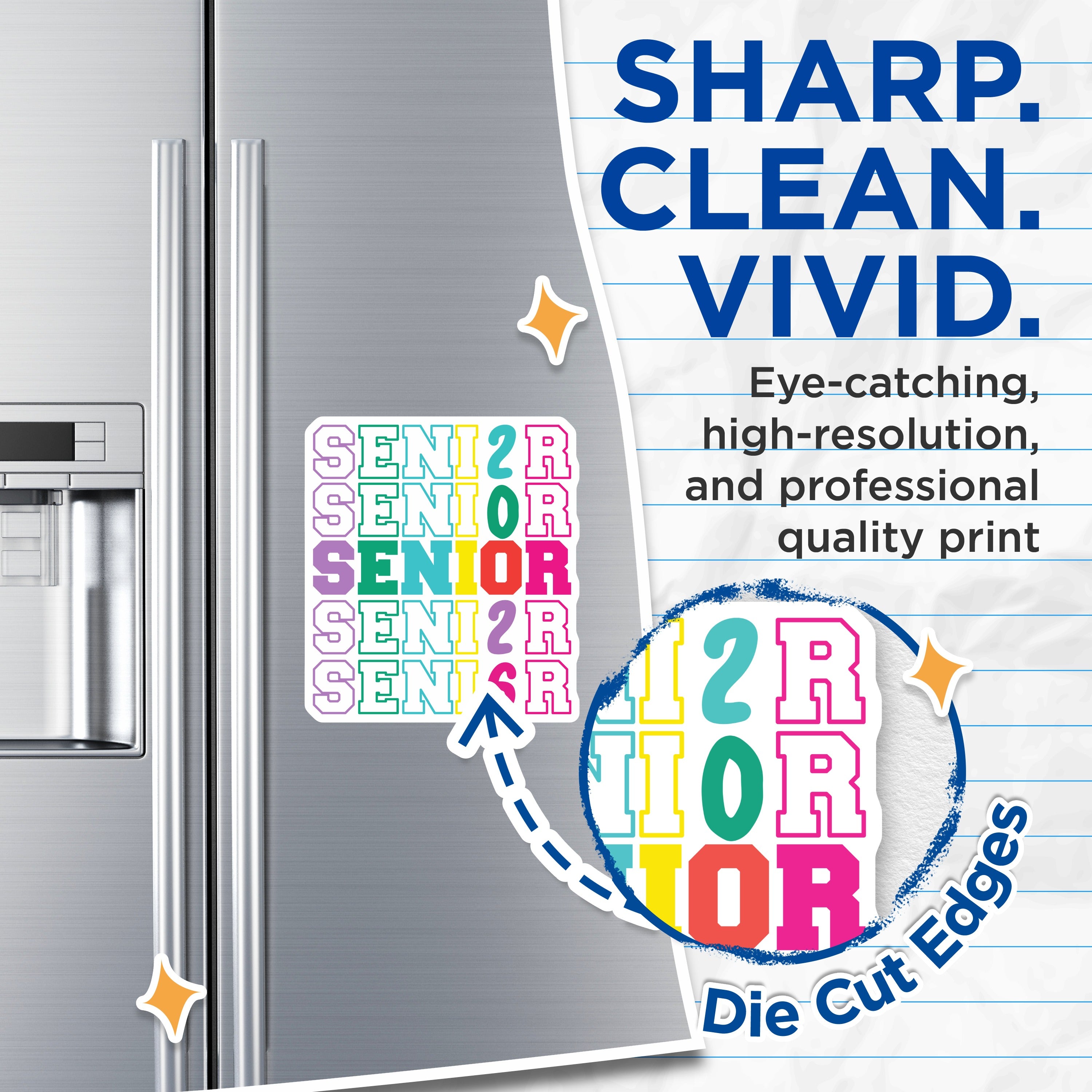 (2 Pack) Senior Magnets - Graduation Year Celebration - High School College Graduate Decor - 5 Inches On Longest Side - Thick Durable Magnet - Made in USA - MAG38535